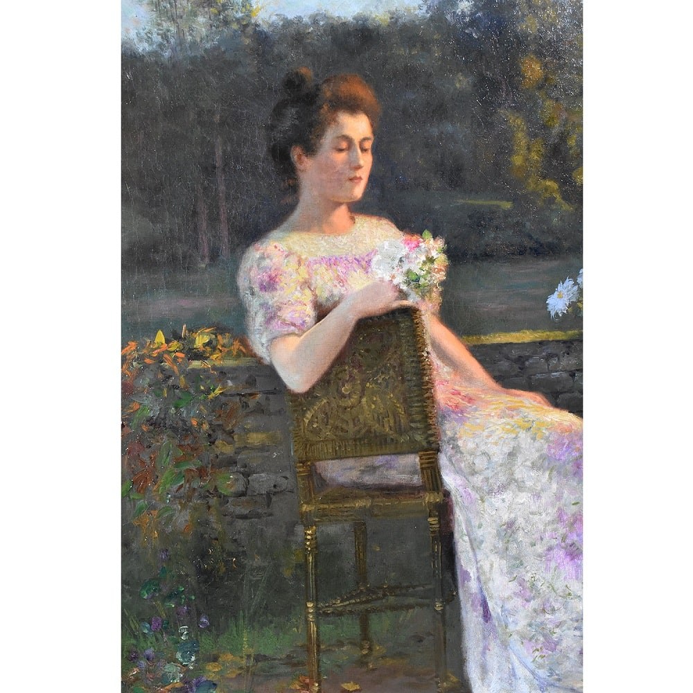 QR528 1 antique woman portrait painting oil on canvas XIX.jpg